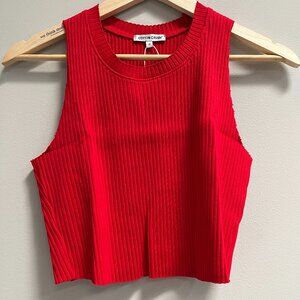 Cotton Citizen Ibiza Crop Tank Cherry Red Ribbed Stretch Modern City NEW Medium